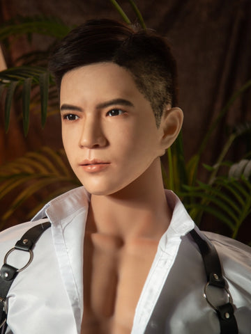 T793-42lb Silicone Male Sex Doll Torso with ROS Head & 7" Electric Dildo | qita doll