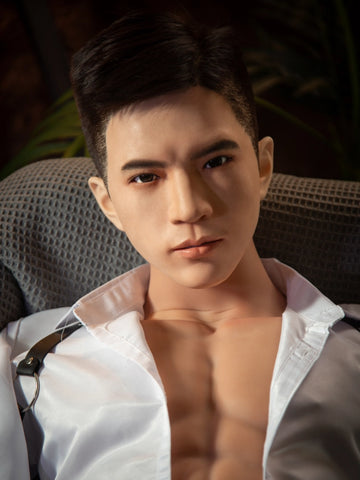 T793-42lb Silicone Male Sex Doll Torso with ROS Head & 7" Electric Dildo | qita doll