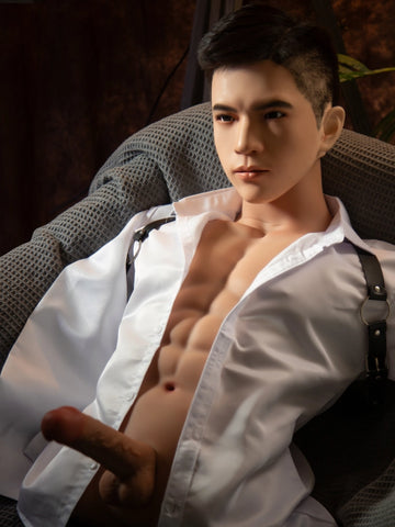 T793-42lb Silicone Male Sex Doll Torso with ROS Head & 7" Electric Dildo | qita doll