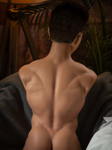 T793-42lb Silicone Male Sex Doll Torso with ROS Head & 7" Electric Dildo | qita doll