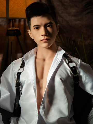 T793-42lb Silicone Male Sex Doll Torso with ROS Head & 7" Electric Dildo | qita doll