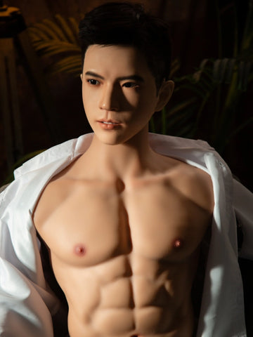 T793-42lb Silicone Male Sex Doll Torso with ROS Head & 7" Electric Dildo | qita doll