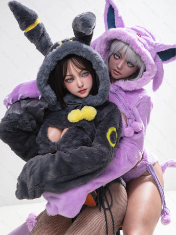 F5935-155Mcm(5.1ft)-38kg 2.2cf E Cup Sex Doll with Black and Yellow Plush Ears – Realistic Silicone Anime Bunny Girl for Adults｜Bezlya Doll