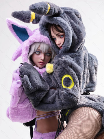 F5935-155Mcm(5.1ft)-38kg 2.2cf E Cup Sex Doll with Black and Yellow Plush Ears – Realistic Silicone Anime Bunny Girl for Adults｜Bezlya Doll