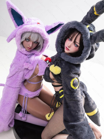 F5935-155Mcm(5.1ft)-38kg 2.2cf E Cup Sex Doll with Black and Yellow Plush Ears – Realistic Silicone Anime Bunny Girl for Adults｜Bezlya Doll