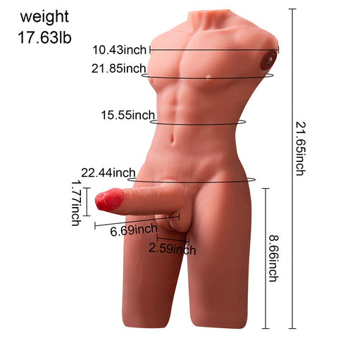 T903(17.63lb)  6.69″ Dildo Electric Male Femboy Rechargeable Sex Doll Torso Adult Toys For Female