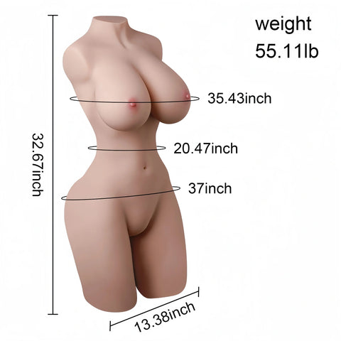T706 (55.11lb) LifeSize Vibrating & Sucking Sex Doll Torso ｜Luxury Sexiest Stripper Plump Hot Sex Toy for Man