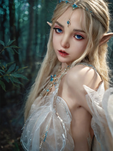 F5958-150cm/4ft9 29kg A Cup Flat Chested Silicone Sex Dolls Movable Jew ELF Alien - SY Doll