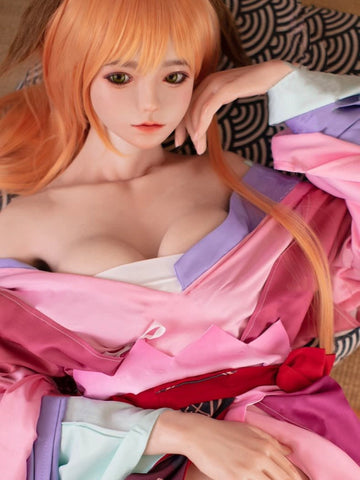 F5104-150cm/4ft9 D Cup Yui Asian Orange Hair Sexy Silicone Sex Doll｜JX Doll