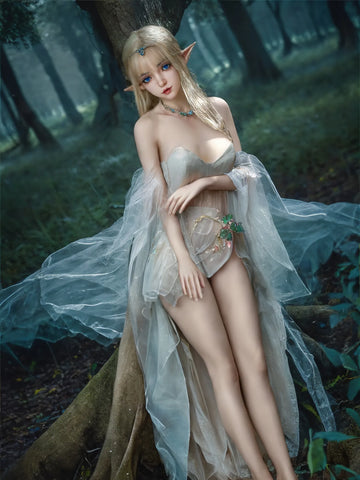 F5958-150cm/4ft9 29kg A Cup Flat Chested Silicone Sex Dolls Movable Jew ELF Alien - SY Doll