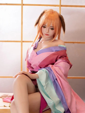 F5104-150cm/4ft9 D Cup Yui Asian Orange Hair Sexy Silicone Sex Doll｜JX Doll