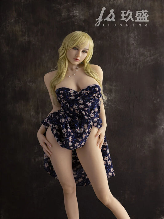 F623—Livia 160cm/5ft2 37kg D Cup Slim TPE Body Silicone Head Popular Blonde Sex Doll|Jiusheng Doll