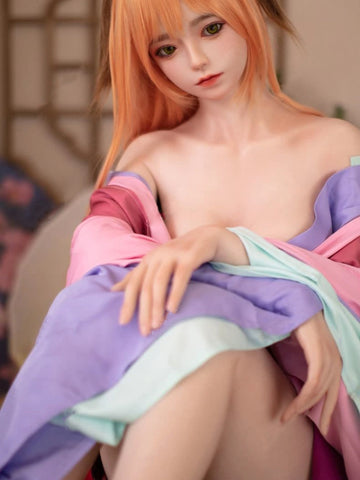 F5104-150cm/4ft9 D Cup Yui Asian Orange Hair Sexy Silicone Sex Doll｜JX Doll