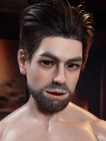 T729-33lbs Silicone Male Sex Doll Torso with Hair Implanted Head & 6.7" Dildo | Yeloly