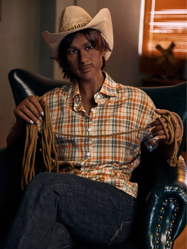 F124-175CM/5ft8-50kg Grin Cool West Style TPE Thrusting Male Sex Doll-Irontech Doll