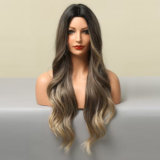 KW002 – Doll Wig Brown Highlighted Long Curly