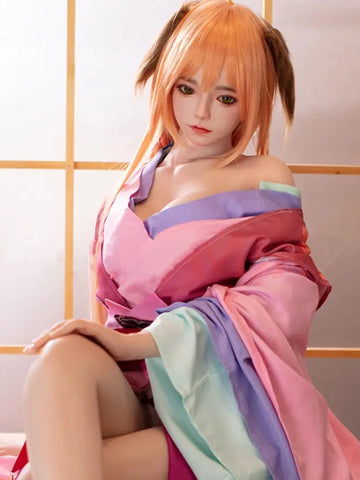 F5104-150cm/4ft9 D Cup Yui Asian Orange Hair Sexy Silicone Sex Doll｜JX Doll