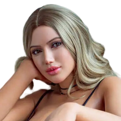 H733 Sex Doll Head-Silicone-With blond hair【Irontech Doll Head】