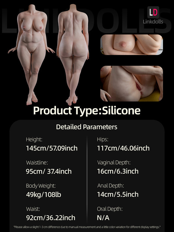 F4874-162cm/5ft4-49kg F Cup Chubby Silicone SSBBW Sex Doll Body | Irontech Doll