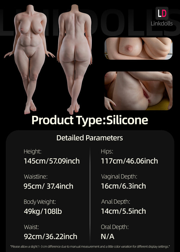 F4874-162cm/5ft4-49kg F Cup Chubby Silicone SSBBW Sex Doll Body | Irontech Doll