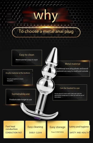D038- Bead Metal Plug Anal Plug צעצועי מין לנשים 