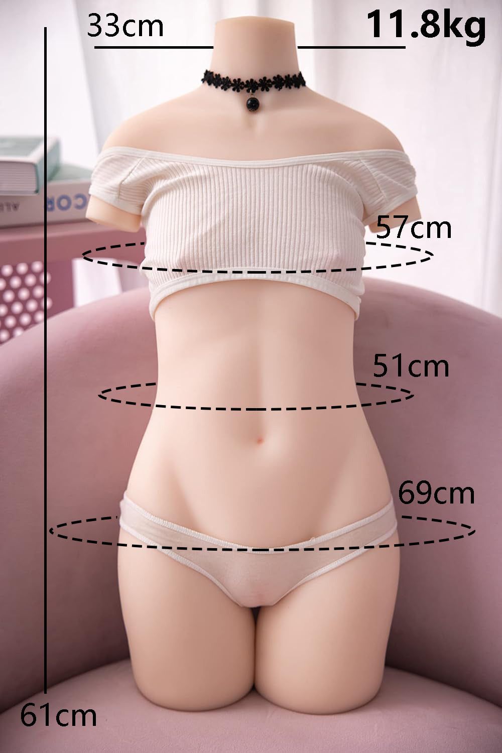 T370-24lbs/61cm Life Size Realistic Torso TPE Flat Chest Sex Dolls in Stock EU