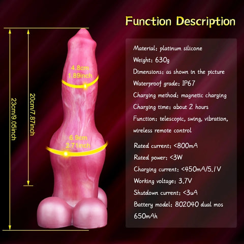 D407(1.4 LBS丨9'') Fantasy Dog Dildo Electric Silicone Knot Dildo