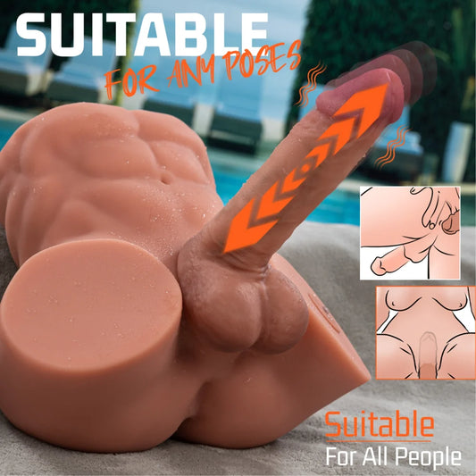 T664 - 15.43lbs TPR 9.4in Dildo Detachable Real AI Male Sex Doll Torso【IN Stock US】 | Xinse