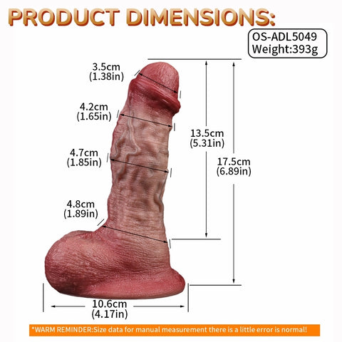 D417(0.8 LBS丨6.89'') Realistic Silicone Dildo with Veined Texture and Suction Cup Base