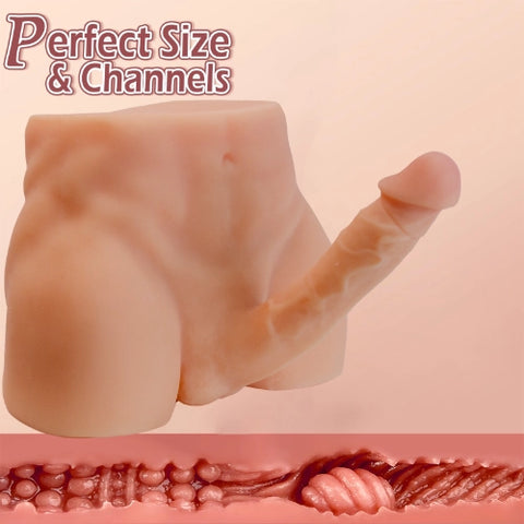 T220(10.14lb)  Lifelike Big Penis Male Sex Doll Torso Dildo Adult Toys With 7.9″ Dildo for Female Masturbation