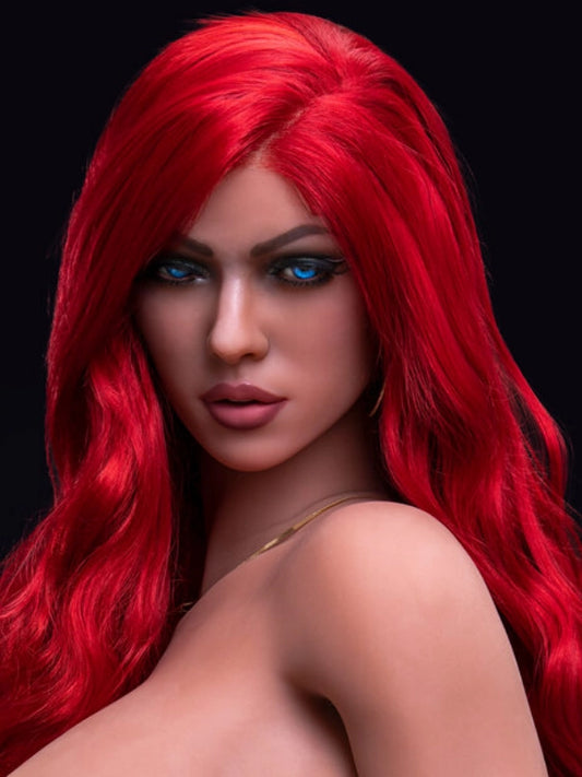 H718 Sex Doll Head-Red Shinning hair【Irontech Doll Head】