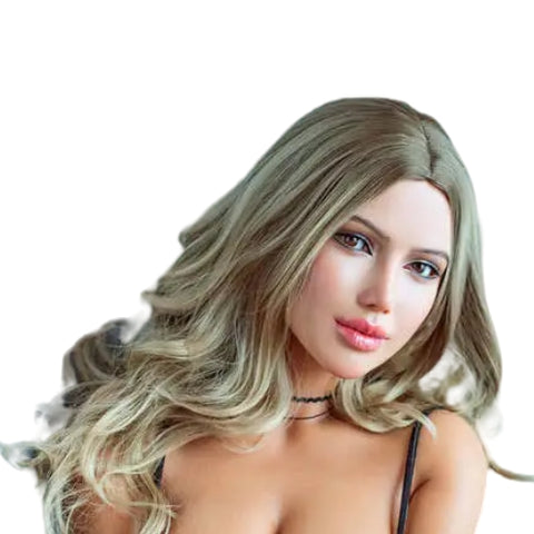 H733 Sex Doll Head-Silicone-With blond hair【Irontech Doll Head】