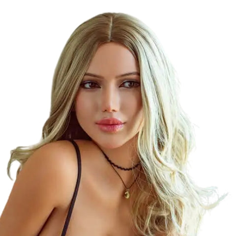 H733 Sex Doll Head-Silicone-With blond hair【Irontech Doll Head】