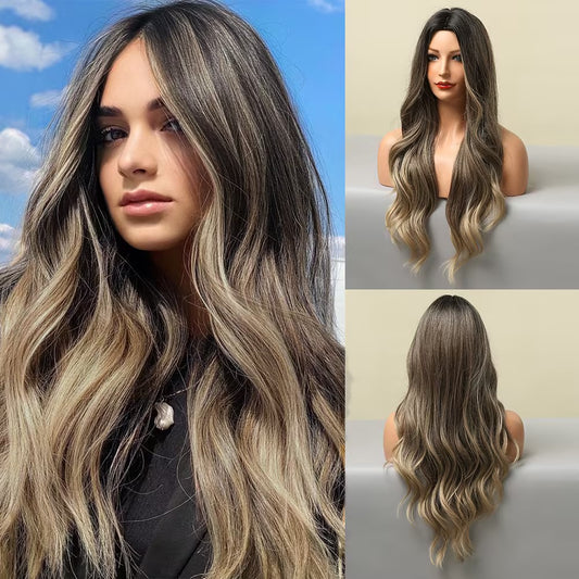 KW002 – Doll Wig Brown Highlighted Long Curly