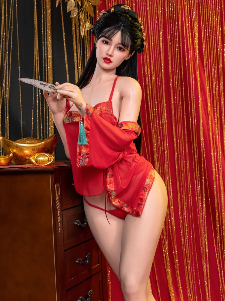 F2281-169cm/5ft5 C Cup Silicone Happy New Year theme Hot Girl Brunette Chinese Sex Doll｜Starpery Doll