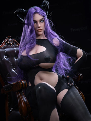 F8643—164cm/5ft4-38.75kg I Cup Silicone Huge Tits Sex Doll with Horns- Firefly Diary Max