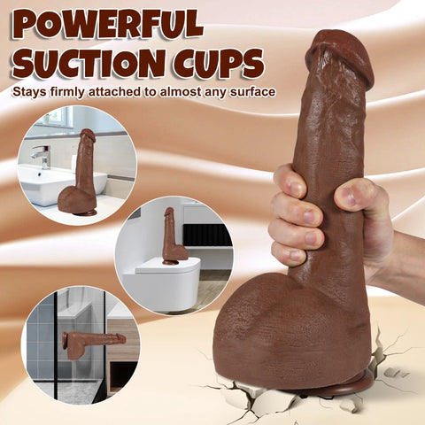 D051- (11.02'') Black Male Torso TPR Dildo Shemale Ultra-realistic, With Suction Cup Base【In Stock】| Xingse