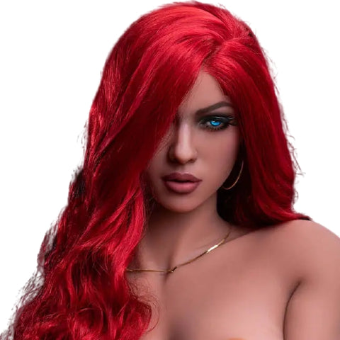 H718 Sex Doll Head-Red Shinning hair【Irontech Doll Head】
