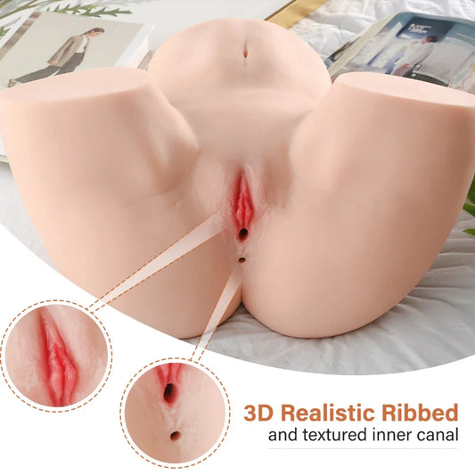 A517-Half Torso Sex Doll Big Ass – Realistic 3D Bottom, Dual Textured Channels, 24.25lb