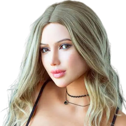 H733 Sex Doll Head-Silicone-With blond hair【Irontech Doll Head】