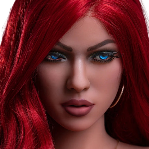 H718 Sex Doll Head-Red Shinning hair【Irontech Doll Head】