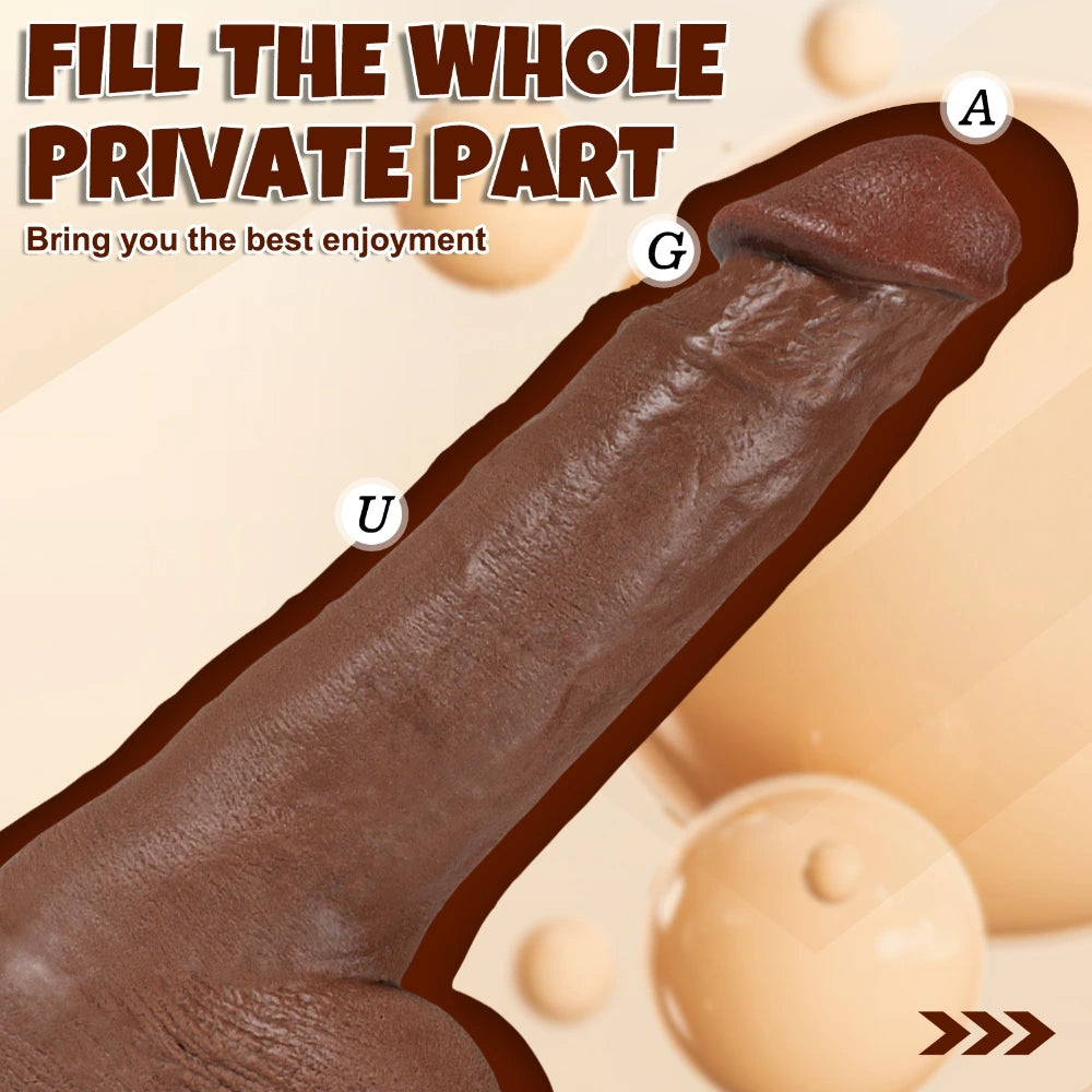 D051- (11.02'') Black Male Torso TPR Dildo Shemale Ultra-realistic, With Suction Cup Base【In Stock】| Xingse