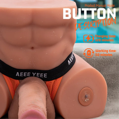 T664 - 15.43lbs TPR 9.4in Dildo Detachable Real Male AI Sex Doll Torso【IN Stock US】 | Xinse