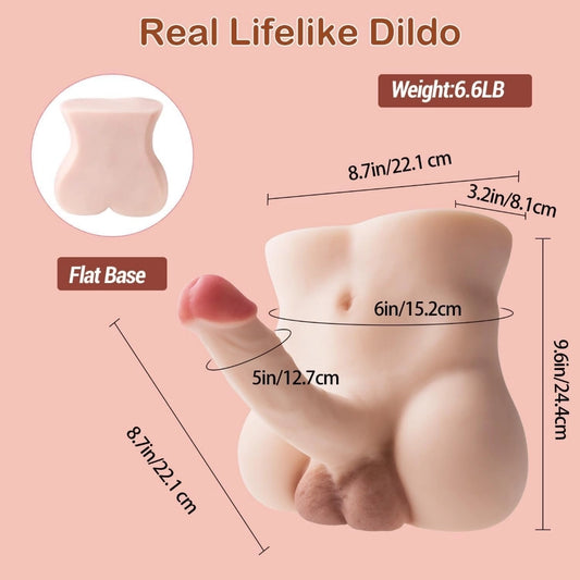 T368-6.6lbs/24.4cm Realistic Dildo Torso Male Sex Dolls in Stock EU