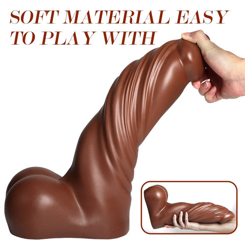 D053- (9.69'') Black Male Torso TPR Dildo Shemale Hentai Monster Tentacles【In Stock】| Xingse