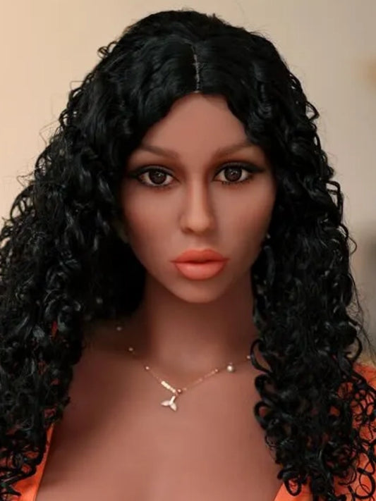 H720 Sex Doll Head-with curly black hair【Irontech Doll Head】