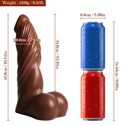 D053- (9.69'') Black Male Torso TPR Dildo Shemale Hentai Monster Tentacles【In Stock】| Xingse