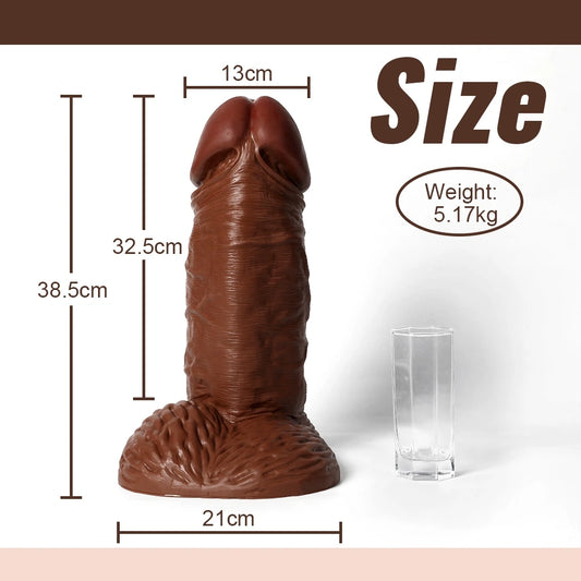 D054- (12.8'') 6kg Black Male Torso TPR Dildo Shemale Extra Thick Penis【In Stock】| Xingse