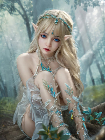 F5958-150cm/4ft9 29kg A Cup Flat Chested Silicone Sex Dolls Movable Jew ELF Alien - SY Doll