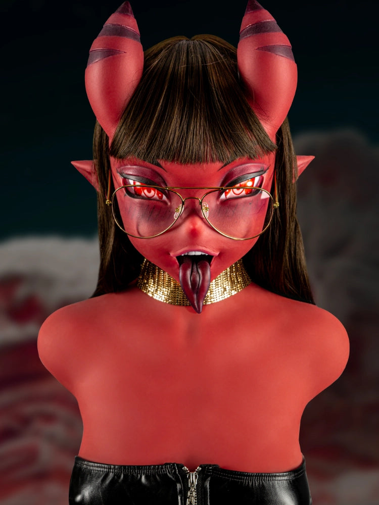 T693 - 64.6 lbs Meru Anime Alien Sex Doll Torso with Flat Chest [IN Stock US/EU] | Silicone Head Red Skin Torso Pro